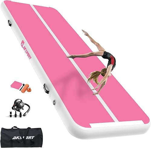 Miniatura 15 de AKSPORT - Tapete de aire para gimnasia o acrobacias, inflable, con bomba de aire para uso en el Rosa