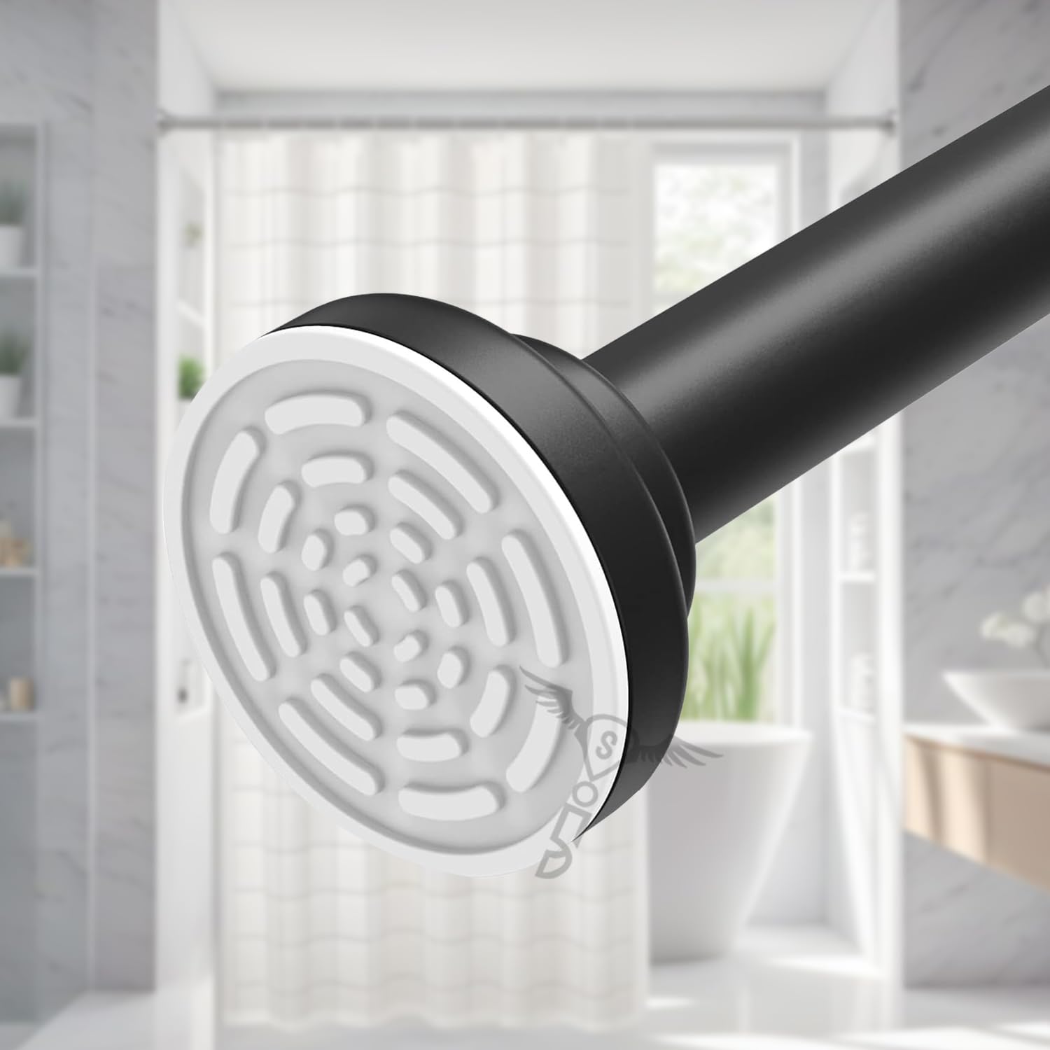 SITTELLA® (125Cm To 220Cm) Extendable Shower Curtain Tension Rod Non-Drilling Anti-Skid Spring Pull Rod - (Stainless Steel, Black, 1 Piece) discount deal