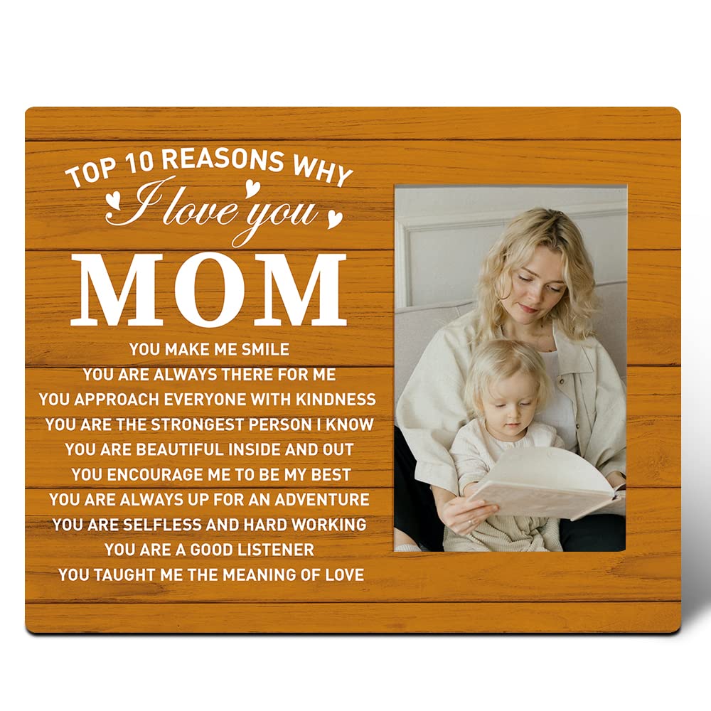 Muktoujaumai Mom Picture Frame Gifts, Mom Gifts from Daughters Sons Kids, Mom Gifts for Women Birthday, Mothers Day Christmas Gifts for Mom, Mother Gifts, Top 10 Reasons Why I Love You Mom