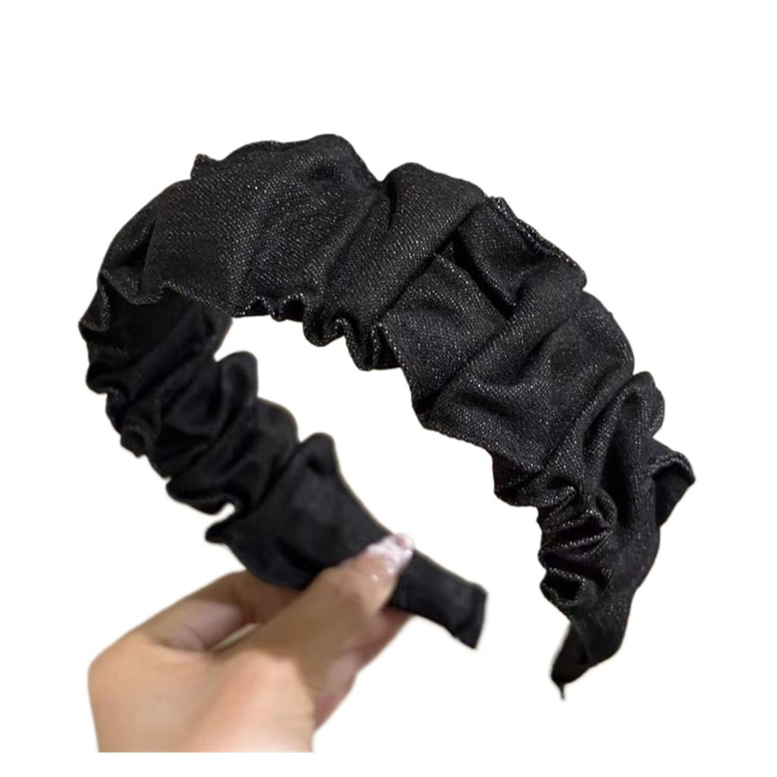 6pcs Denim Pleated Wide-brimmed Headband Para Mujer