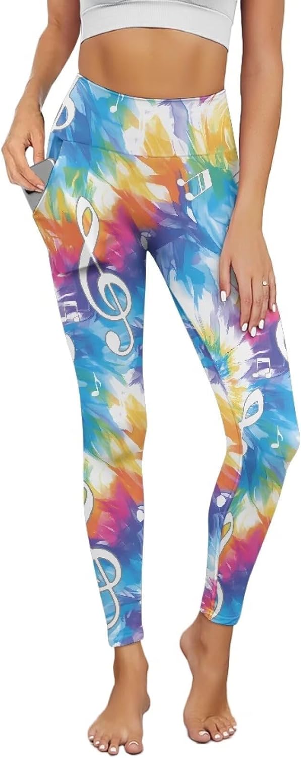 Clover Women's Yoga Pants, Jamaican Flag Butterfly High Waisted Leggings, Halloween Ghost Yoga Pants with Pockets