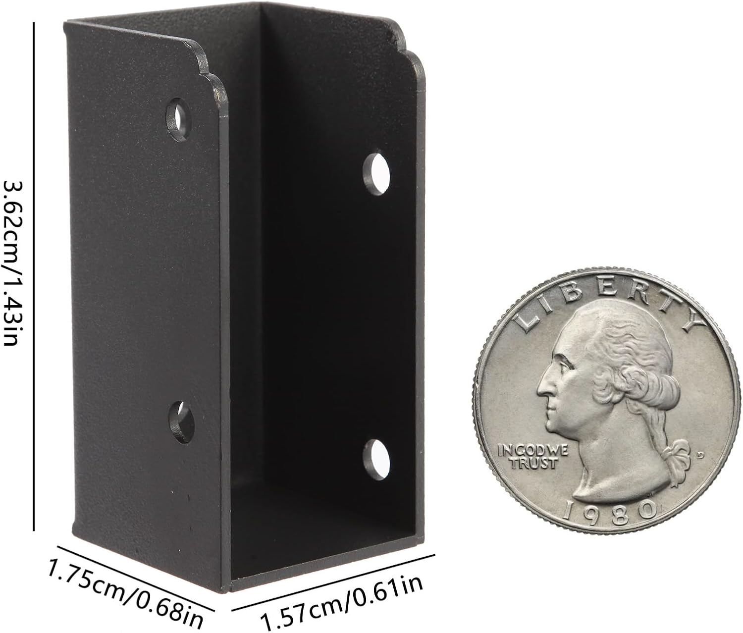 24 Pcs Deck Railing Brackets, U-Shaped Concealed Brackets for 2x4 Wood Posts (Actual 1.5"x3.5"), Black Metal Fence & Handrail Connectors with Screws & Drill Bit, Rust-Proof Outdoor Use