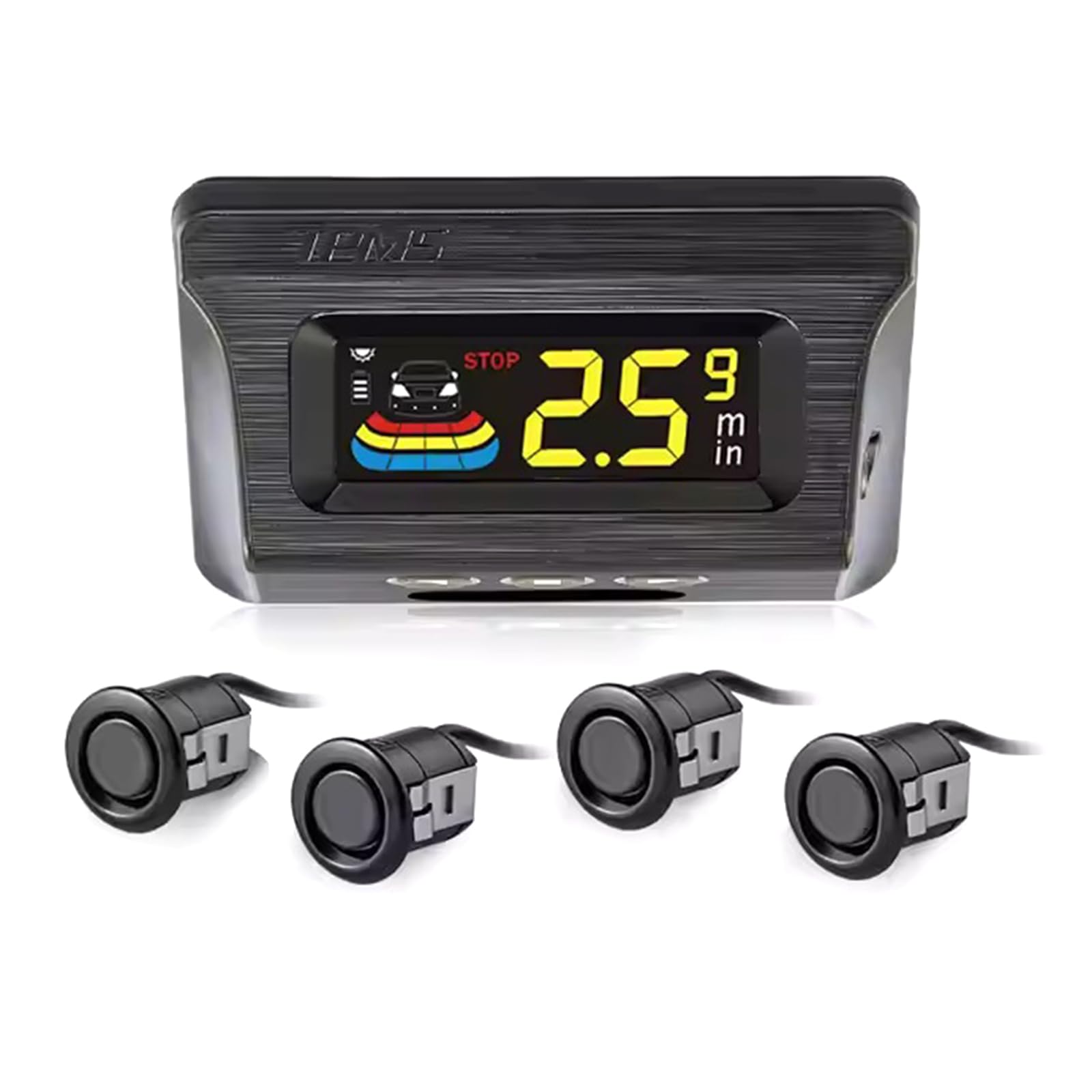 4 transducteurs radio parking voiture Lidar Structure avec écran LCD solaire USB Charge forte détection d'obstacles Observer Transducteur inverse de voiture Écran LCD
