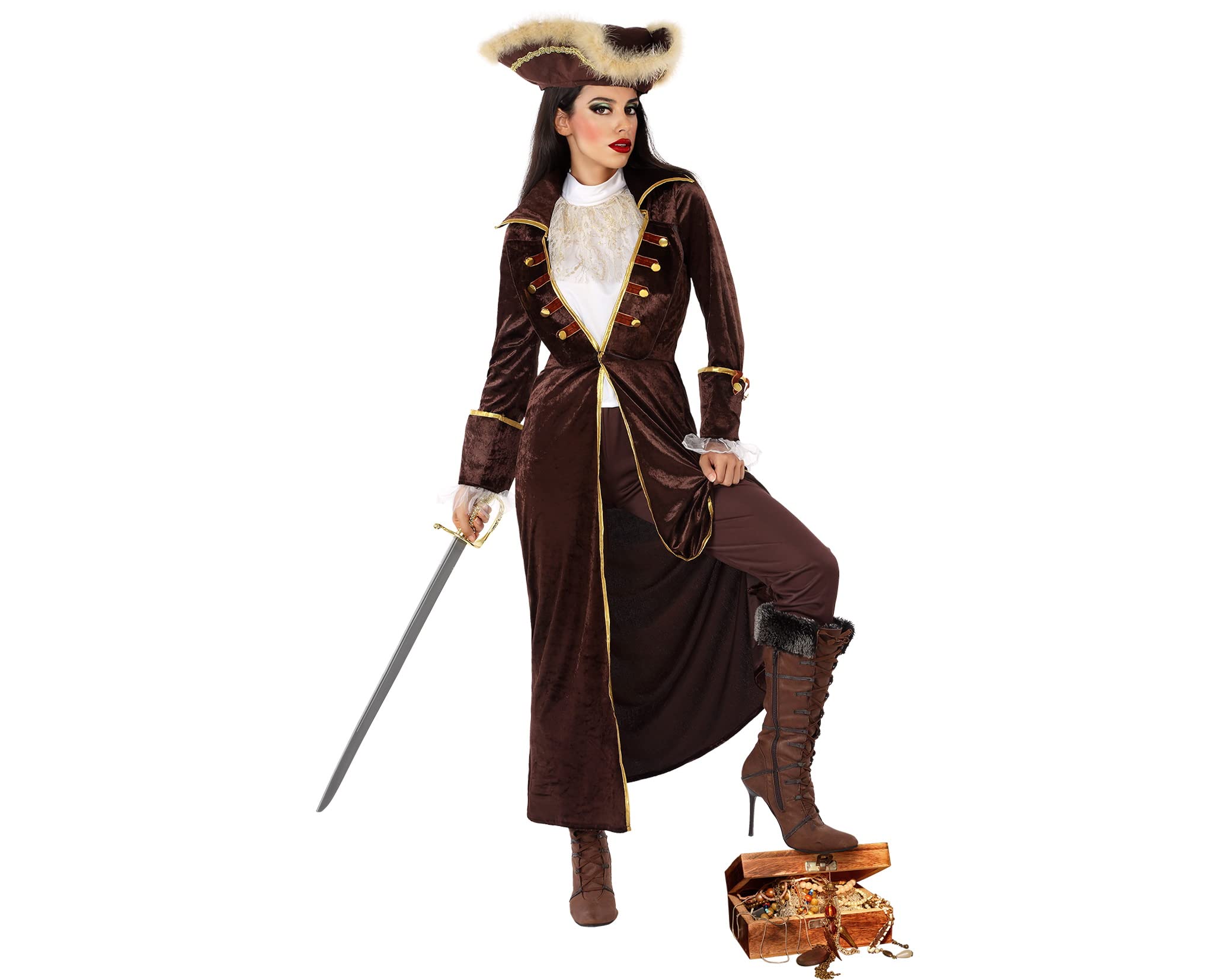 Atosa disfraz pirata marrón mujer adulto M
