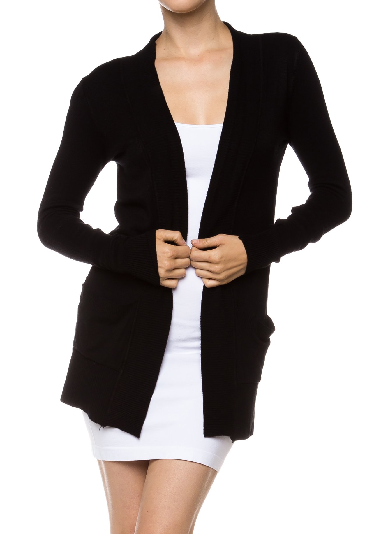 Apparel Sense A.S Womens Cotton Nylon Sweater Knit Open Front Cardigan with Pockets