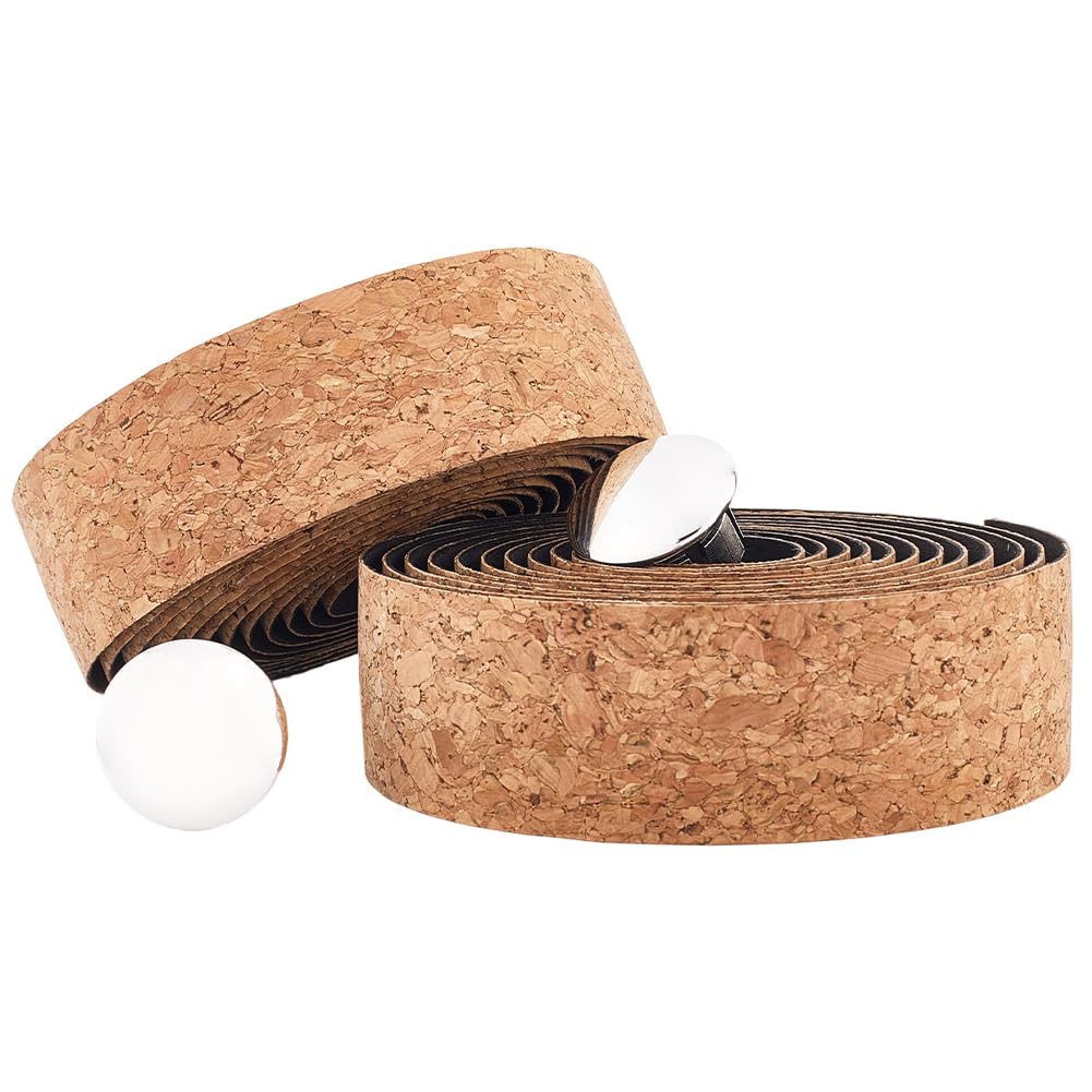 GORGECRAFT 2 Rolls 4.3M Bike Bike Handlebar Foam Tape Brown EVA Soft Vintage Cork Shock Absorbent Road Bicycle Handle Bar Wrap Tape with 2Pcs Plugs and Sticker for Outdoor Cycling Indoor Spin Bikes