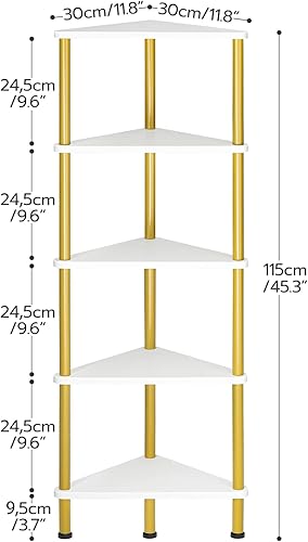 Miniatura 3 de HOOBRO Estante esquinero, estantería industrial de esquina de pared de 5 niveles con marco de metal, estante de exhibición de plantas, estantería