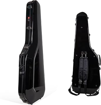 Crossrock Fiberglass Guitar Case for Jazzmaster/Jaguar Style Electric Guitars, TSA Lock-Black (CRF2020JMBK)