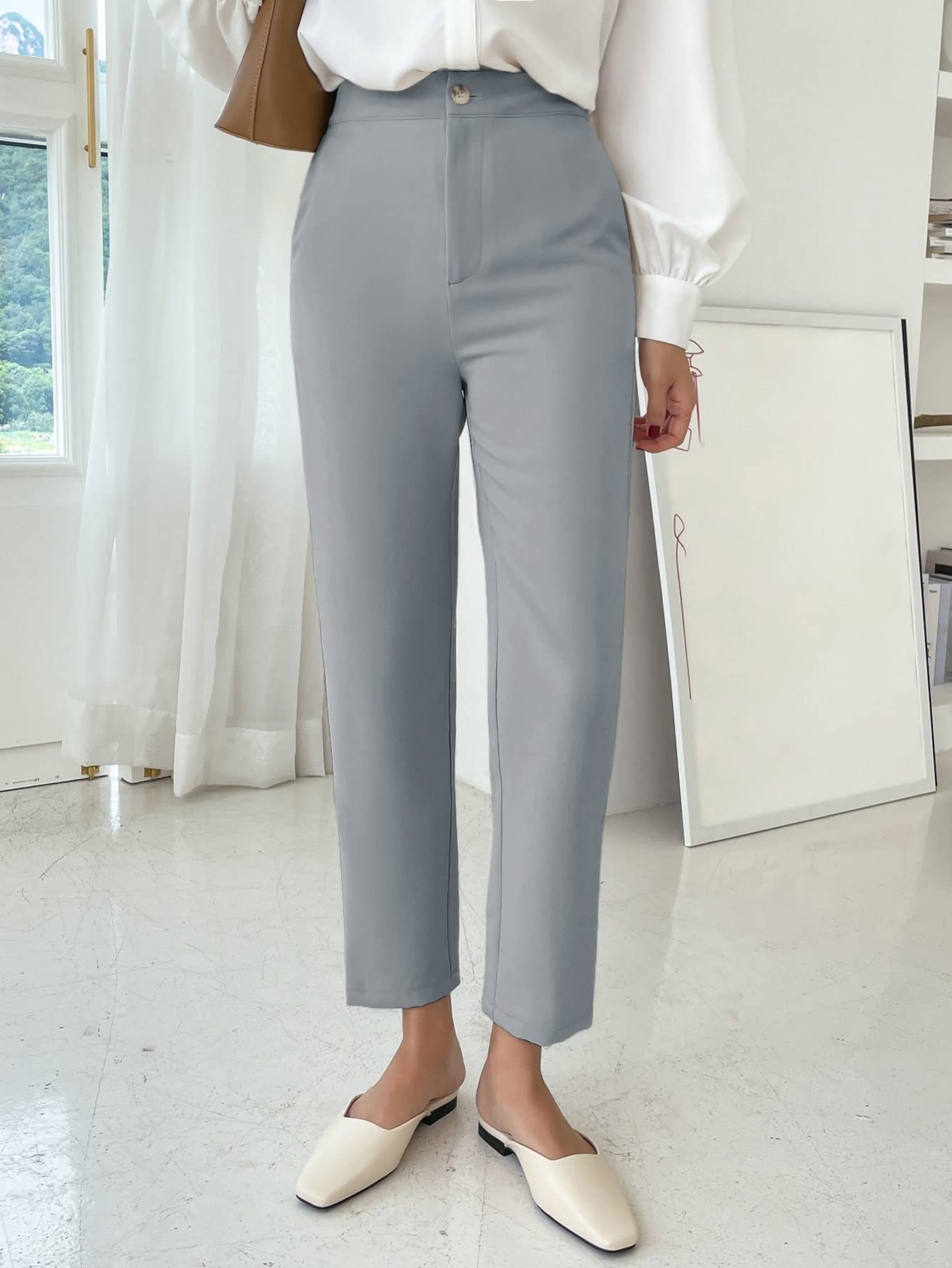 AVIMYA Womens Pants High Waist Straight Leg Pants