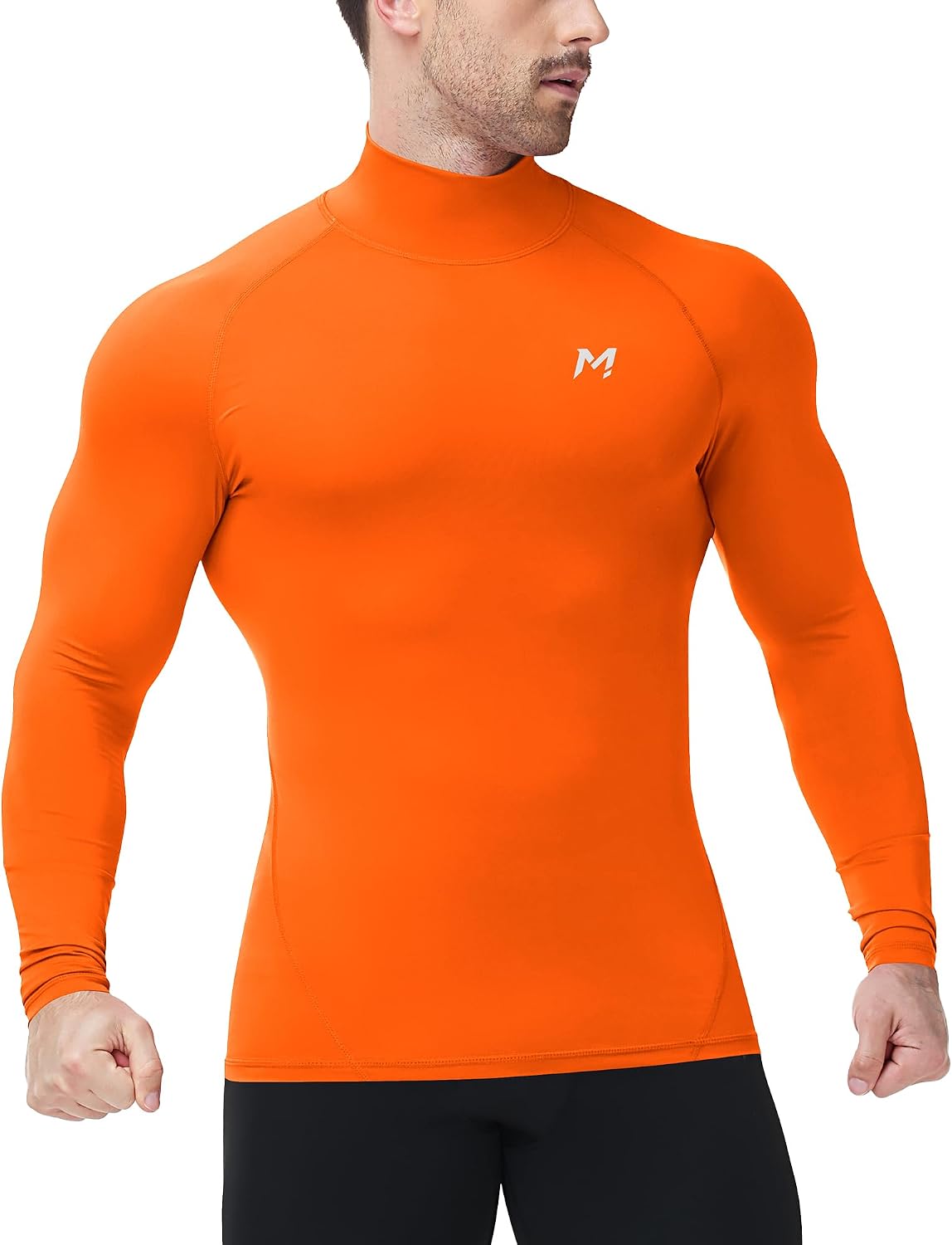 Moozava Mens Compression Shirts Mock Turtleneck UPF 50+ Quick Dry Long Sleeve Undershirts Athletic Workout Running Base Layer