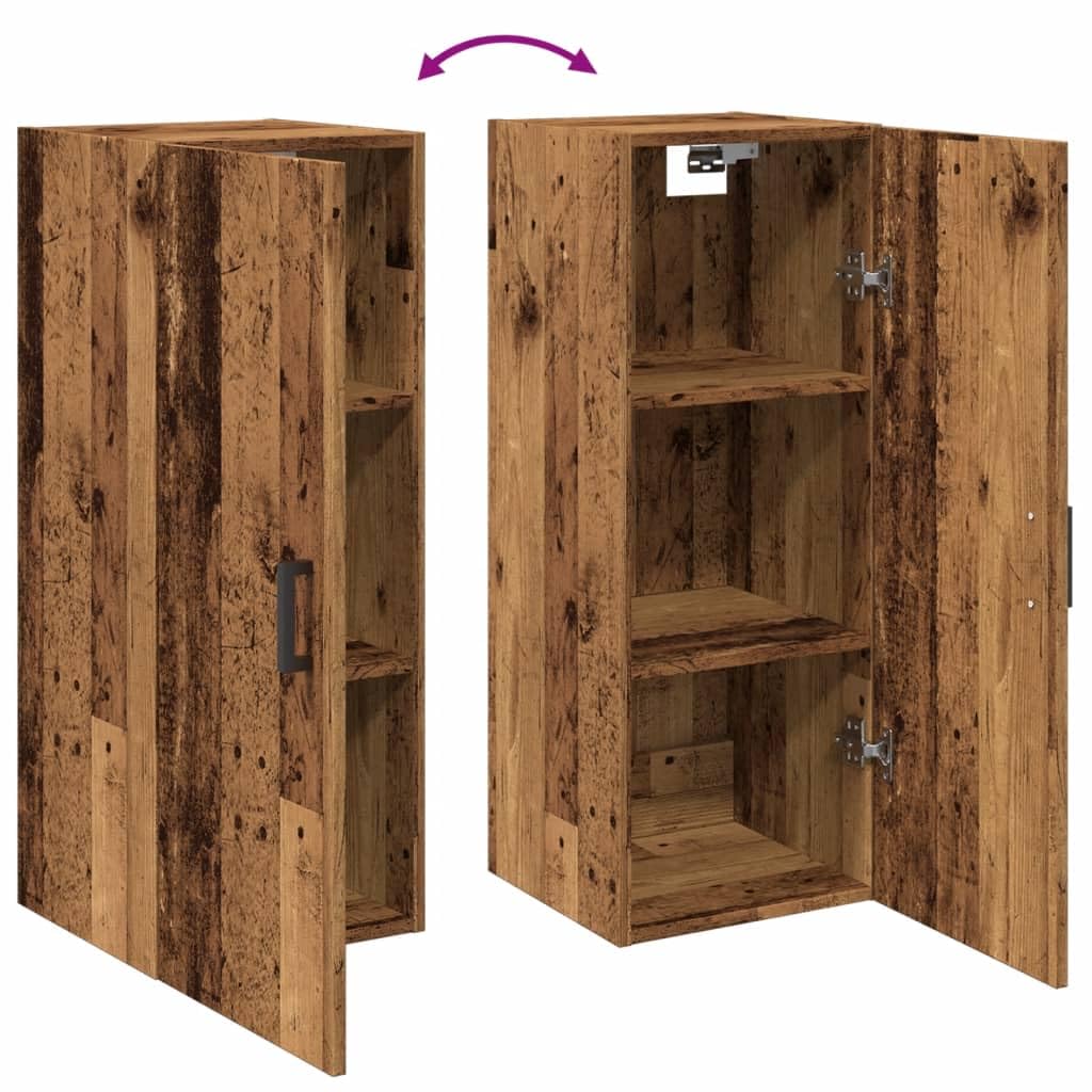 vidaXL Armadietto da parete in legno anticato/marrone, 34,5 x 34 x 90 cm, armadio in legno ingegnerizzato per soggiorno/casa