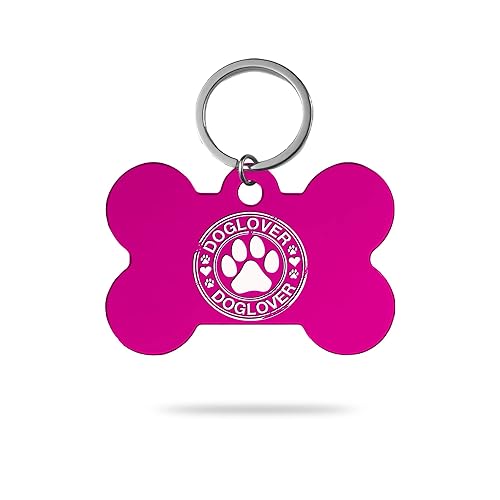 MACOS Laser Engraved Personalised Bone Shape Pet Tag for Dogs and Cats [Pink]