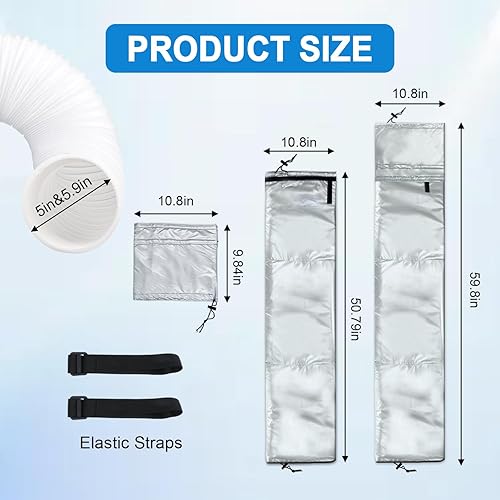 Miniatura 2 de Funda de aislamiento de manguera de CA portátil, cubierta aislada de manguera de aire acondicionado para tubos de manguera de escape de CA de 5 y