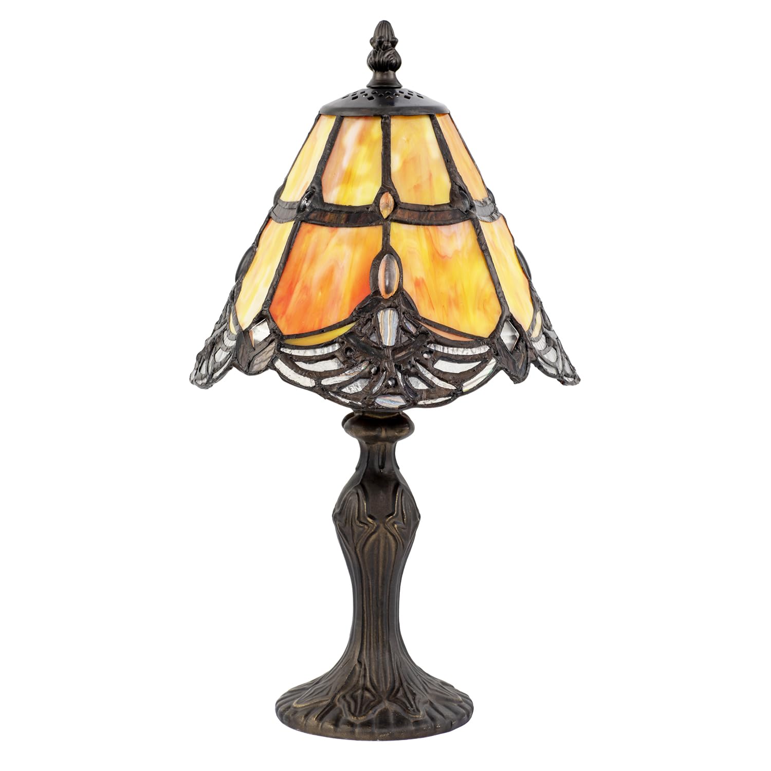Happy Homewares Tiffany Lamp - Metal - Orange - 35cm