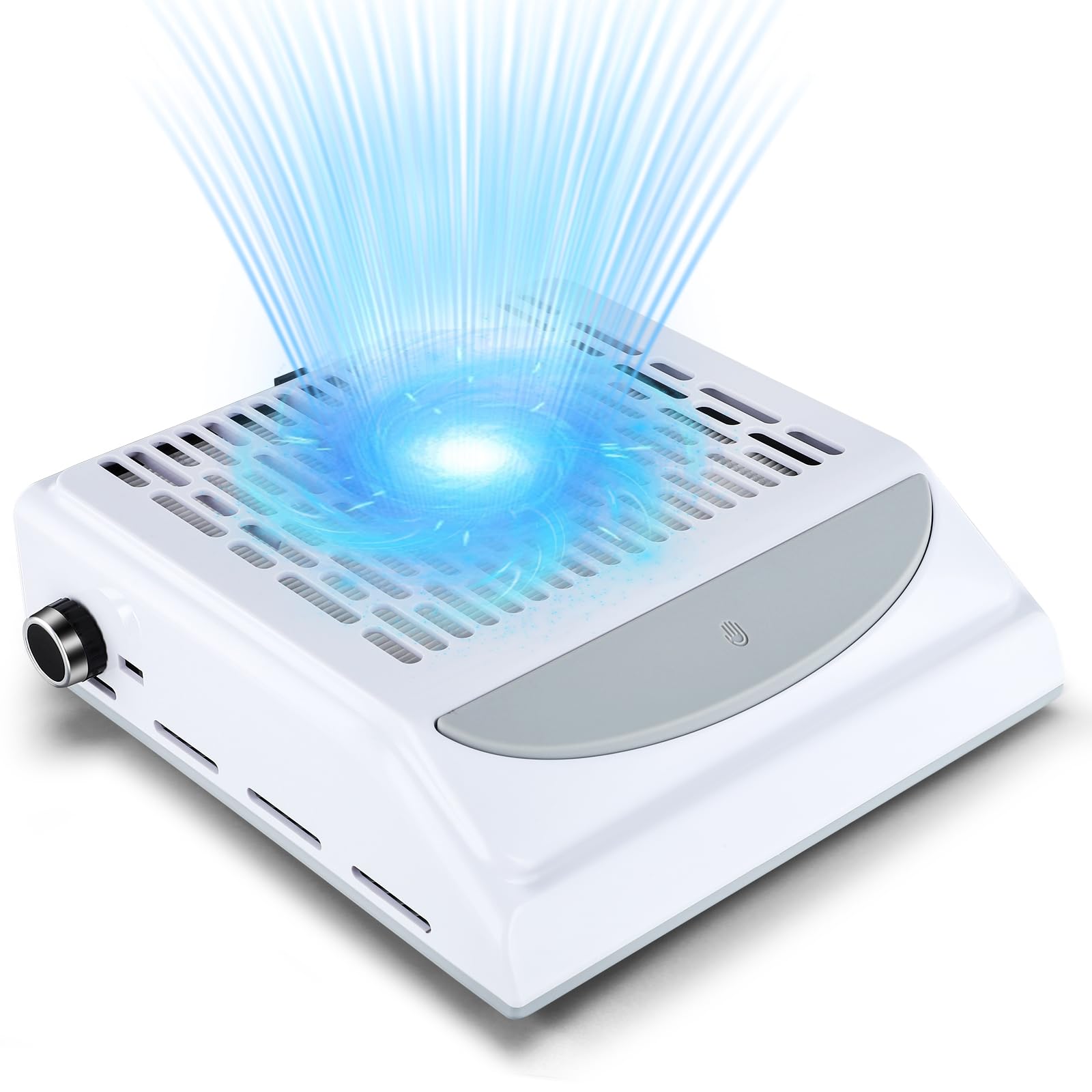 Aspiratore Per Unghie 100W,Interfaccia Usb,Regolare L'Aspirazione,Filtro Riutilizzabile,Aspiratore Unghie Professionale Per Manicure,Incisione,Lucidatura(Bianco)