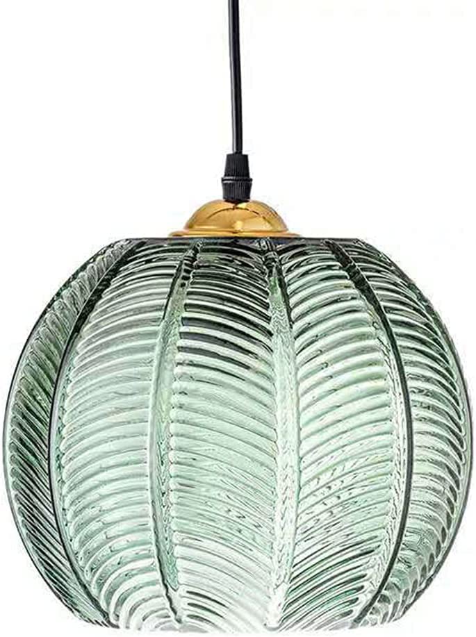 Suspension verre cannelé vert Bepuzz 3 lampes lustre design citrouille salon