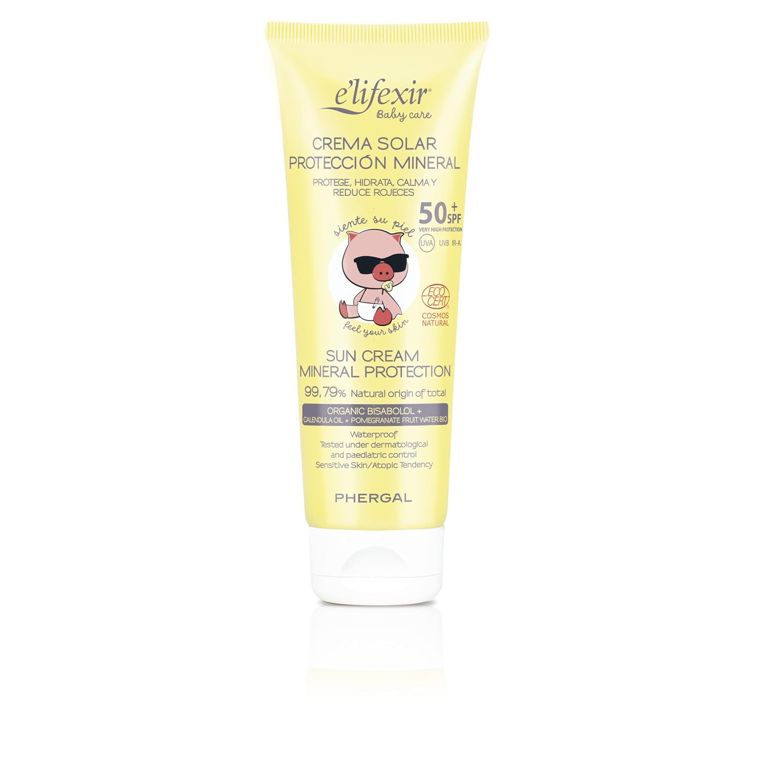 Elifexir Baby Care - Crema Solar Mineral Niños y Bebés | Protector Solar UVA/UVB/IR-A SPF 50+ | Filtros 100% Minerales | 99% Ingredientes Naturales | Resistente al Agua | Rostro y Cuerpo | 100 ml