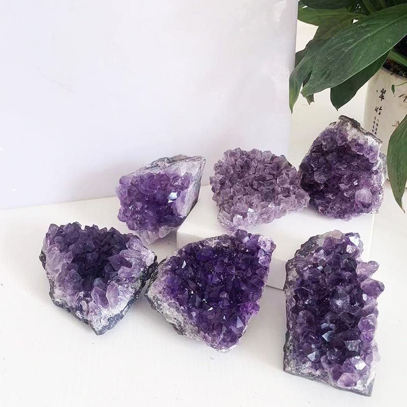 Améthyste contre le stress de bureau : bloc de cristal violet 400g avec support - 6