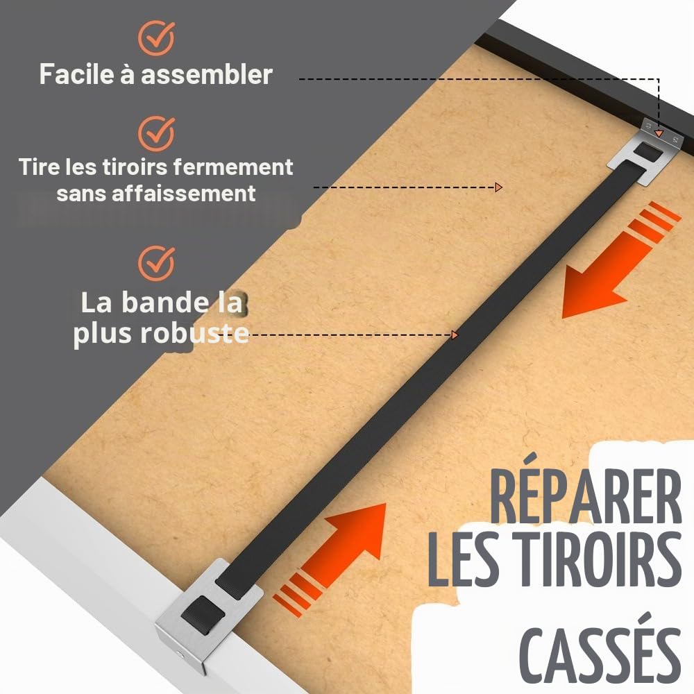 DIY Doctor Kit de réparation de tiroirs (8 Pack) – Renforts et supports pour réparer les tiroirs de cuisine et de chambre