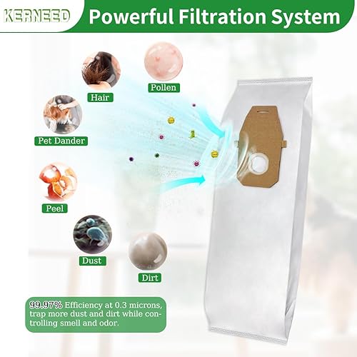 Miniatura 5 de Paquete de 8 bolsas de vacío HEPA tipo Q compatibles con aspiradoras Hoover Upright UH30010COM, parte de repuesto AH10000, parte 902419001