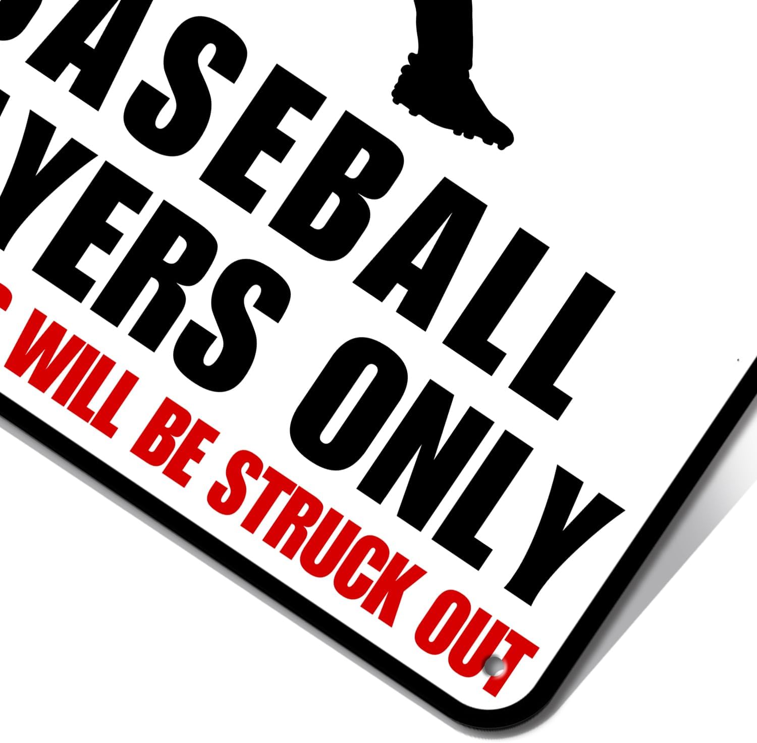Baseball Decor Tin Sign Boys Room Poster, Metal Sports Sign, Wall Art Decor 12x8 Inches