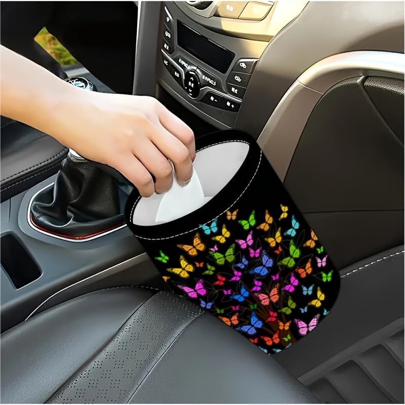 Image of Portable Reusable Waterproof Car Trash Bin, Multipurpose Vehicle Organizer, Road Trip Essentials (Butterfly)