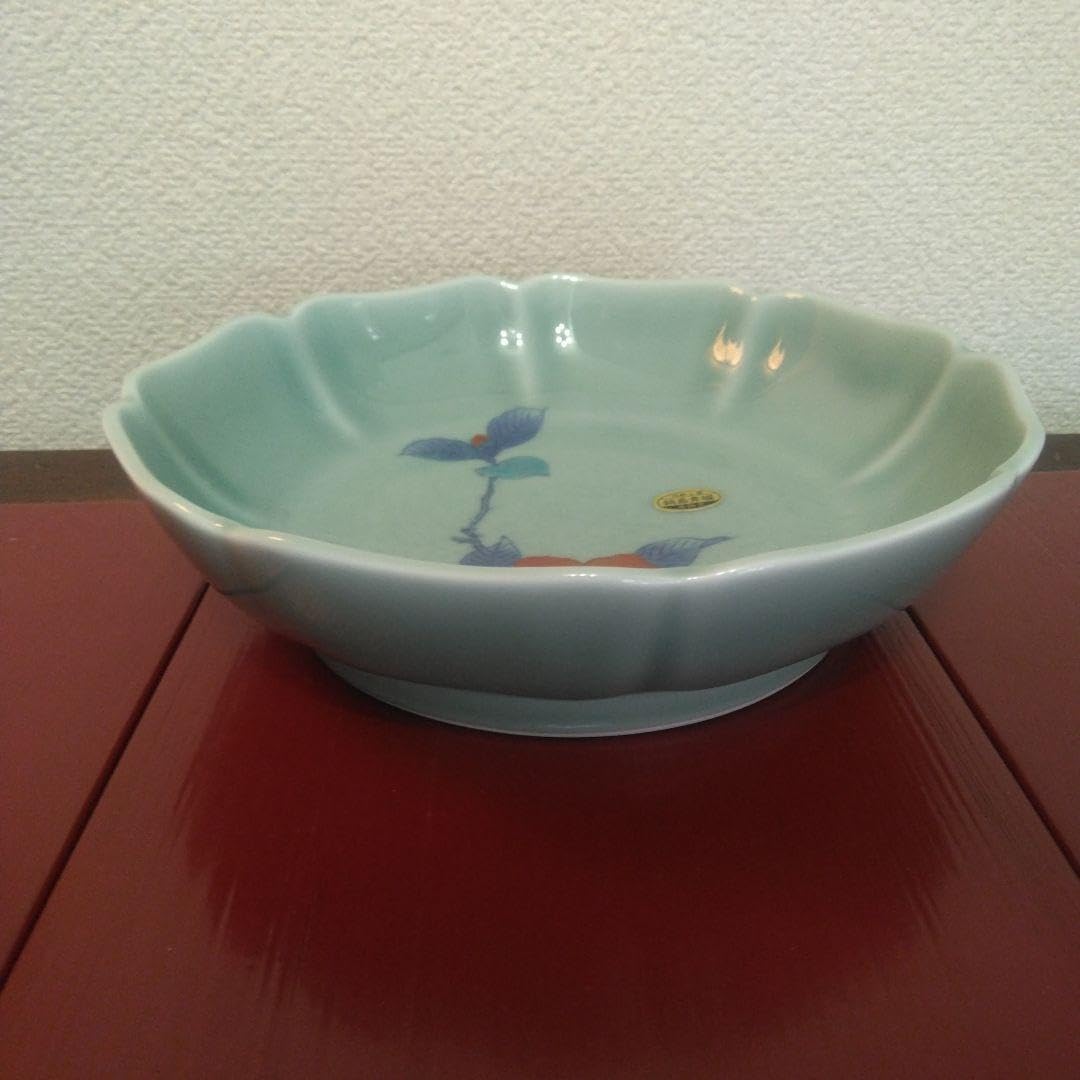 有田焼 伊万里焼 鍋島 青磁 紫陽花 中皿 花形 5枚 虎仙