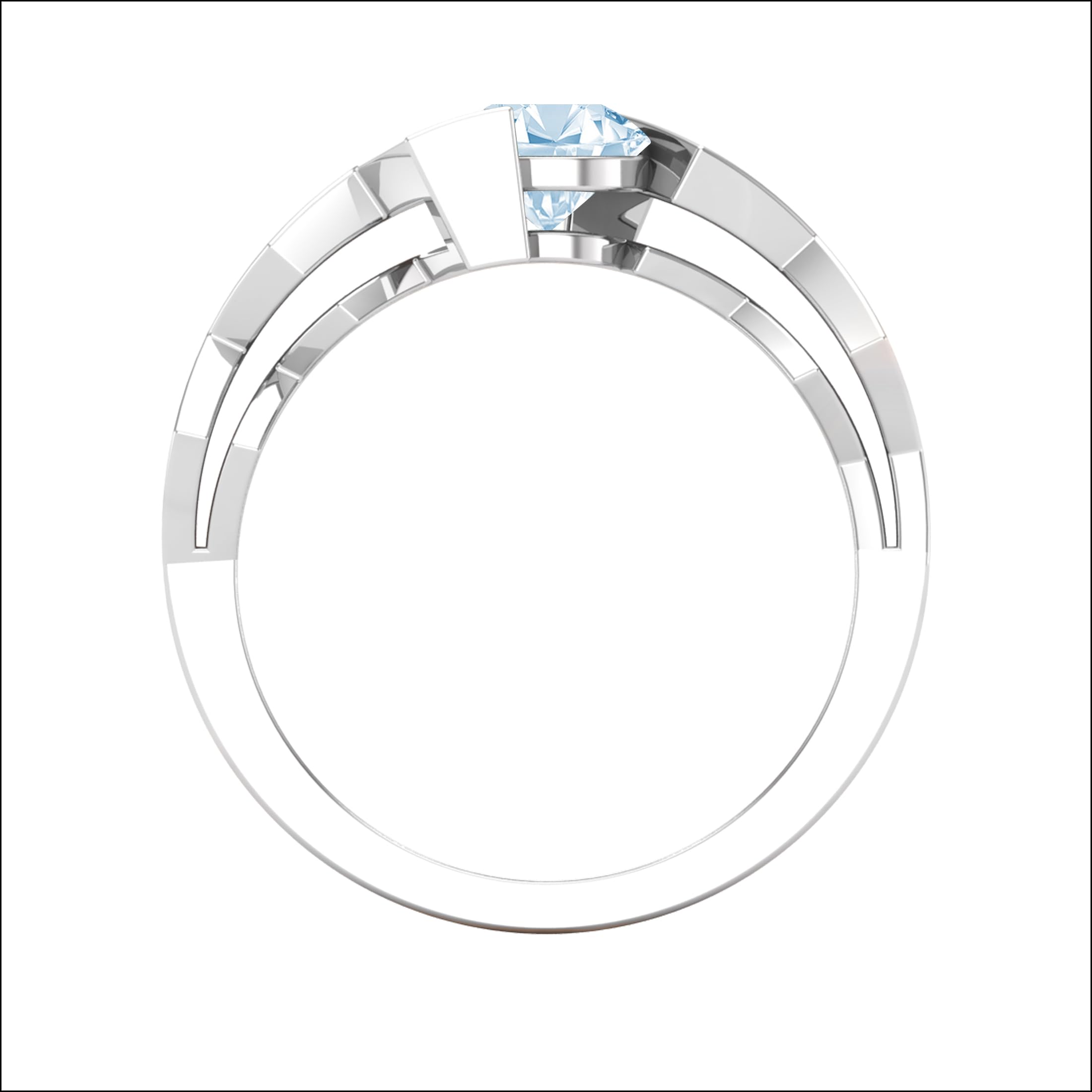 Dazzlingrock Collection 5 mm runder Aquamarin-Zick-Zack-Solitär-Verlobungsring für Damen aus 925er Sterlingsilber