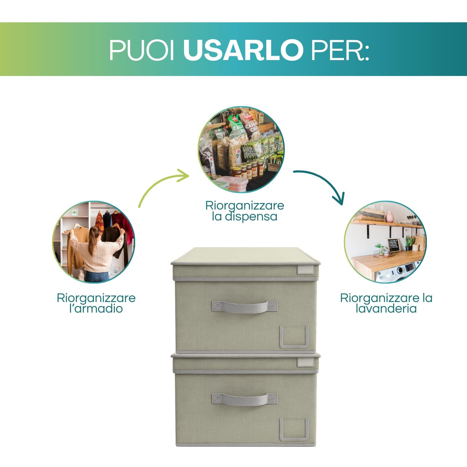 VIRSUS Set 3 Scatole Maxi Portaoggetti Pieghevole in tessuto con coperchio 6901, misura 50x40x25 cm, contenitore salvaspazio con maniglia e Portaetichetta, organizer per Armadio (Grigio)