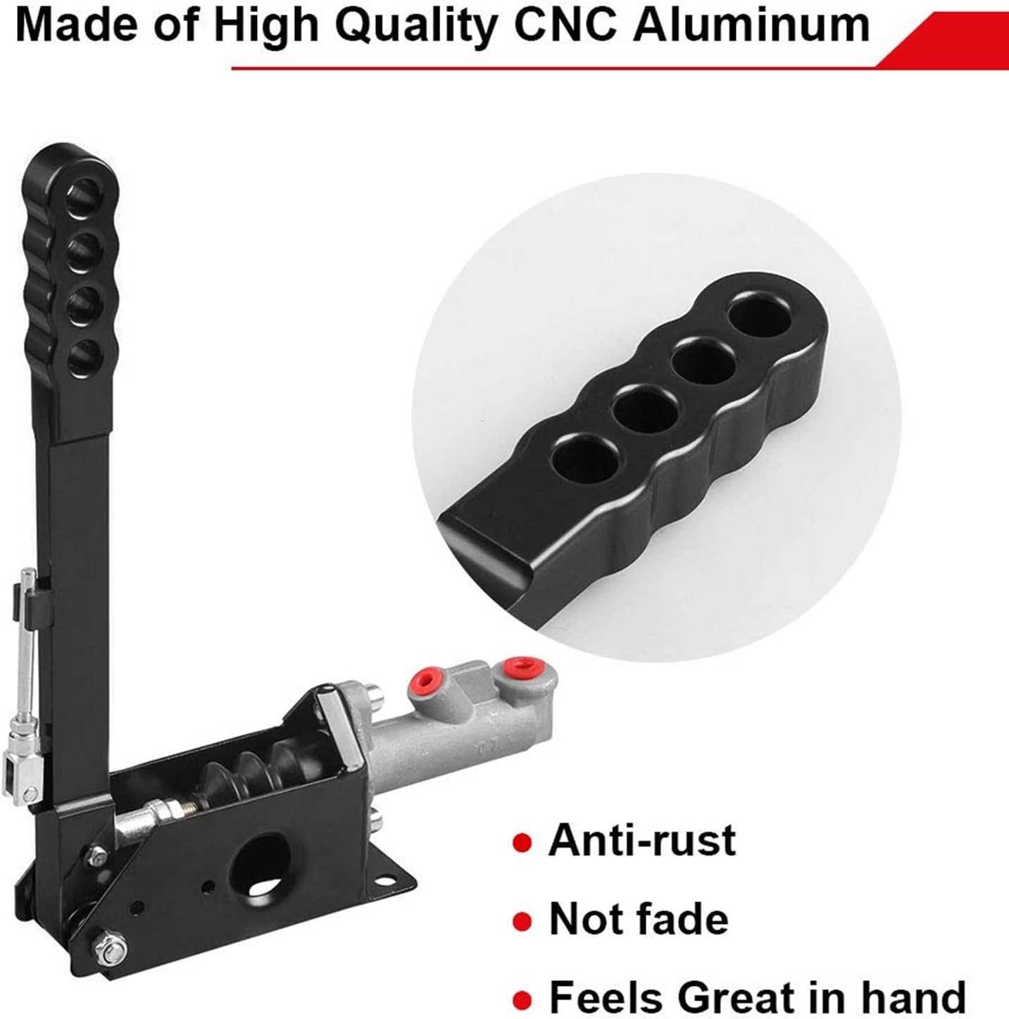 RYANSTAR Hydraulic Handbrake Adjustable Ebrake Long Lever Handle Fit for Drift Track Rally Racing Master Cylinder 0.75, E Brake Racing Emergency Brake Vertical Position Ergonomic Handle & Anti-Slip