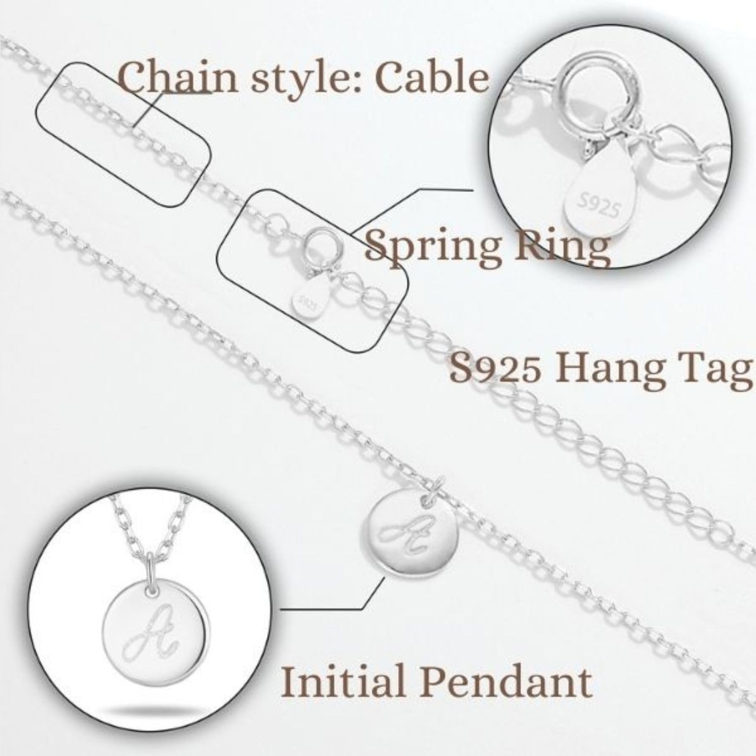 Initial Necklaces for Women 925 Sterling Silver Necklaces Dainty Letter Round Coin Disc Pendant Gold Silver Necklace Trendy Jewelry - Image 5