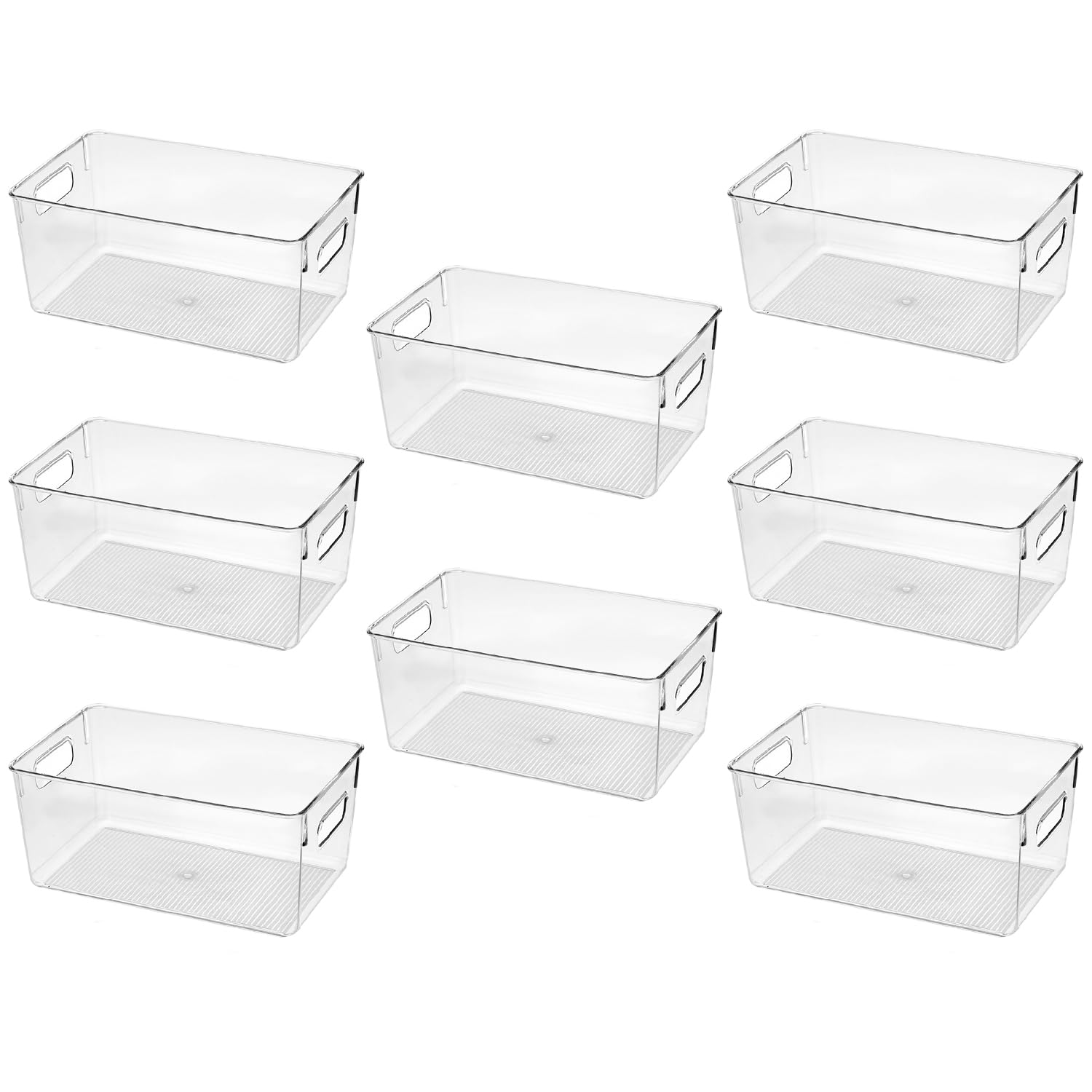 Clear Plastic Storage Bins, Perfect for Kitchen Organization or Pantry Organization and Storage, Fridge Organizer Plastic Bins, Pantry Organization and Storage Bins, Cabinet Organizers