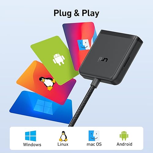 Miniatura 7 de uni Lector de tarjetas SD, lector de tarjetas de memoria 4 en 1 USB C USB 3.0 adaptador de doble conector lectura simultáneamente SD MS CF TF