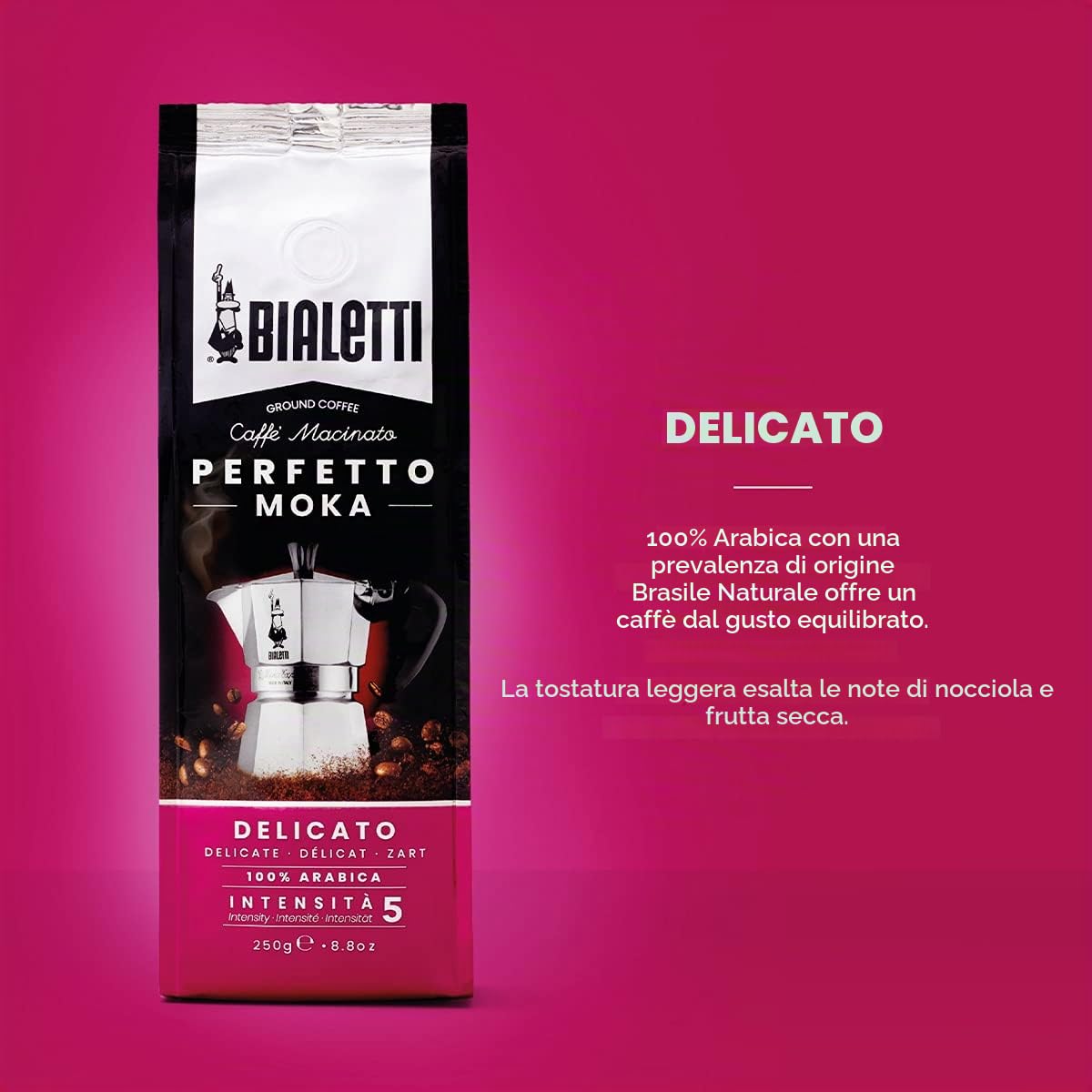 Bialetti To Go Bottiglia Termica con Coperchio-Tazza, con Doppia Parete, Mantiene Il Caldo per 12 h e Il Freddo per 24 h, Capacità 460 ml, Acciaio, Grigio Scuro & Perfetto Moka Caffè Macinato