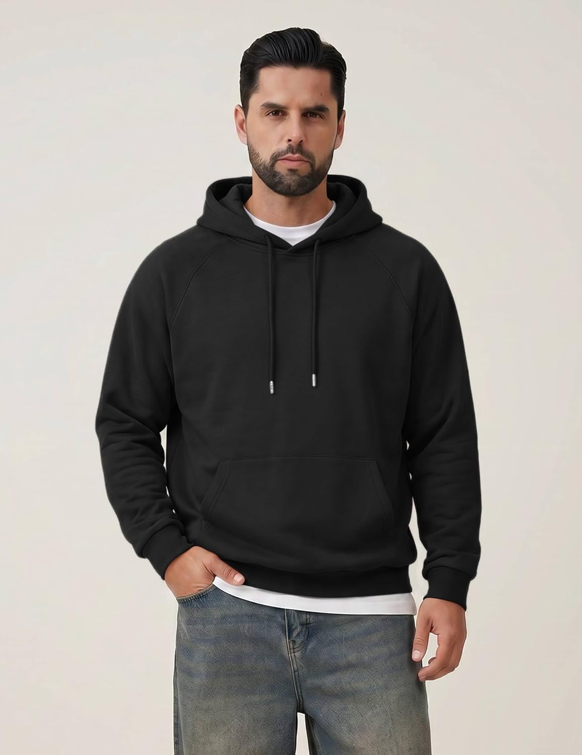 COOFANDY Men's Fleece Hoodie Long Sleeve Hooded Sweatshirt Casual Basic Essential Drawstring Pullover Hoodie With Pocket