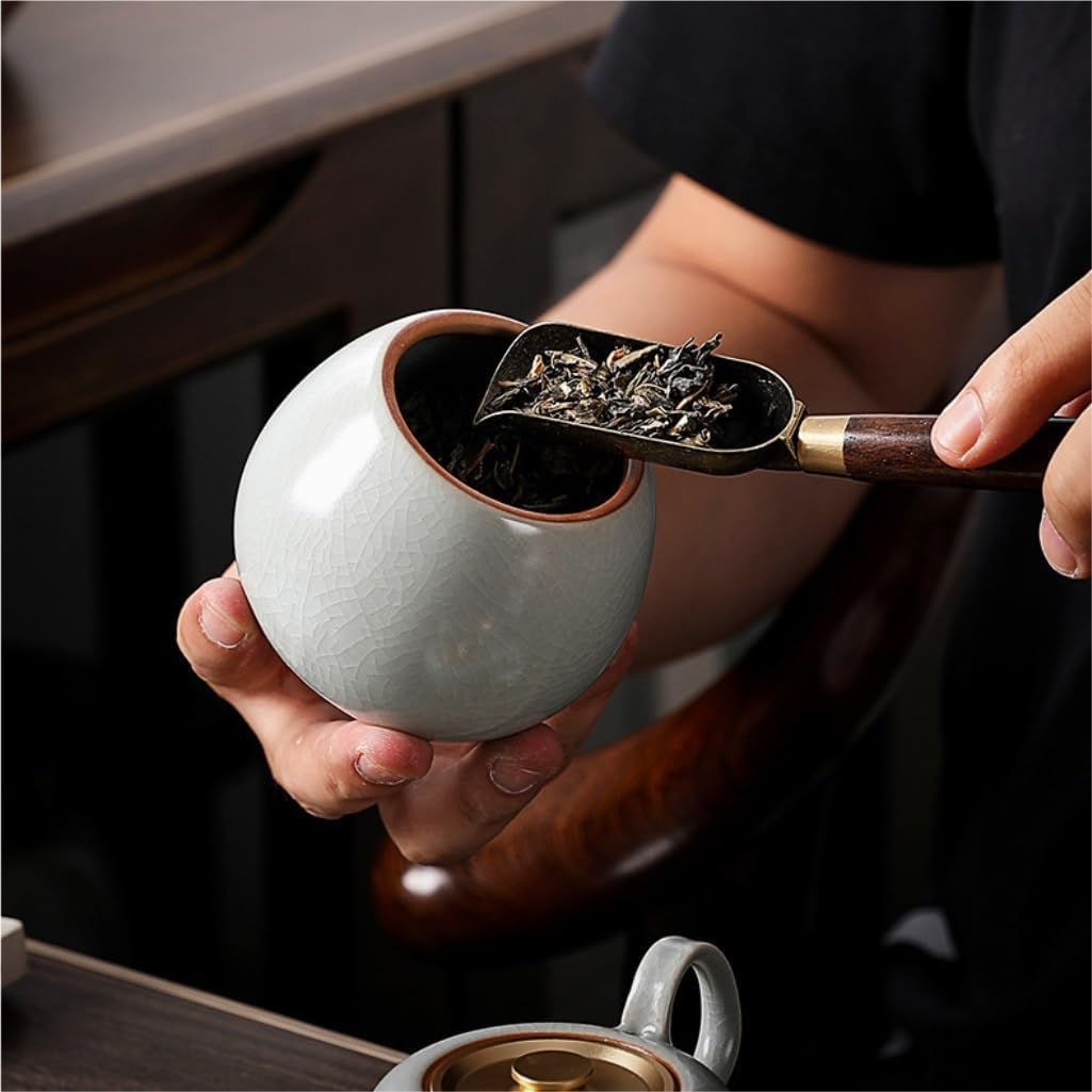 SONGCHAO Sugar Jar Tea Can Small Portable Nut Coffee Cereal Sealed Can Household Kitchen Food Storage Can Ceramic Can Wake Up Tea Can Tea Canister (Color : D)