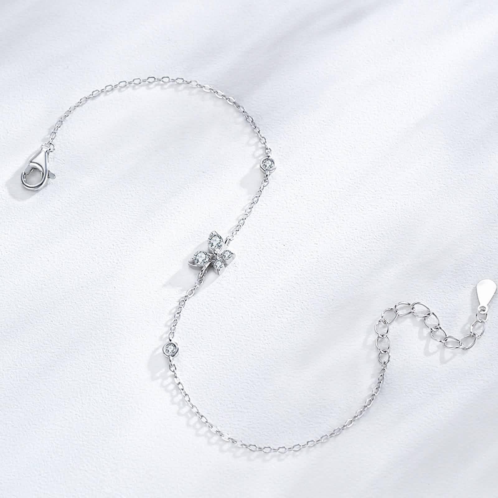 Pulseras de oro amarillo 750 de 18 quilates para mujer, cadena de mariposa con diamante auténtico, brazalete de platino 950