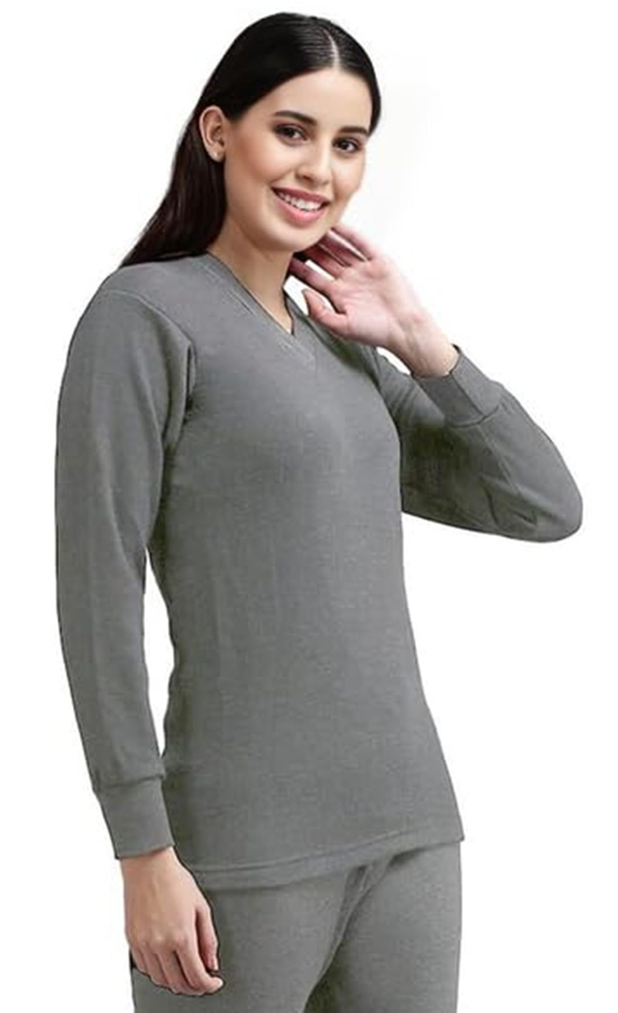 Women’s V-Neck Full Sleeves Thermal Top | Soft Cotton Winter Wear Inner Top for Cold Weather Protection-image-46