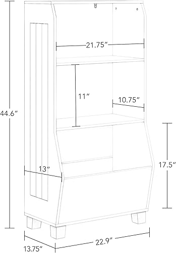 Miniatura 6 de RiverRidge Estantería para niños con contenedor de almacenamiento de verduras y 2 estantes abiertos y 2 contenedores de tela aguamarina, organizador