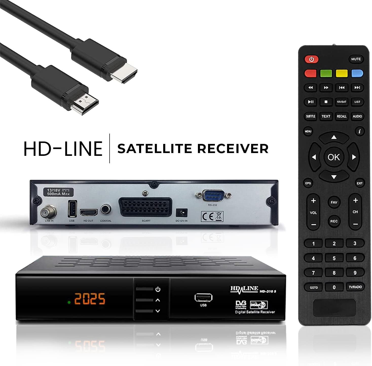 hd-line Ricevitore satellitare HDMI, DVB S2, per HD, digitale TV DVB-S Solo per i canali tedeschi