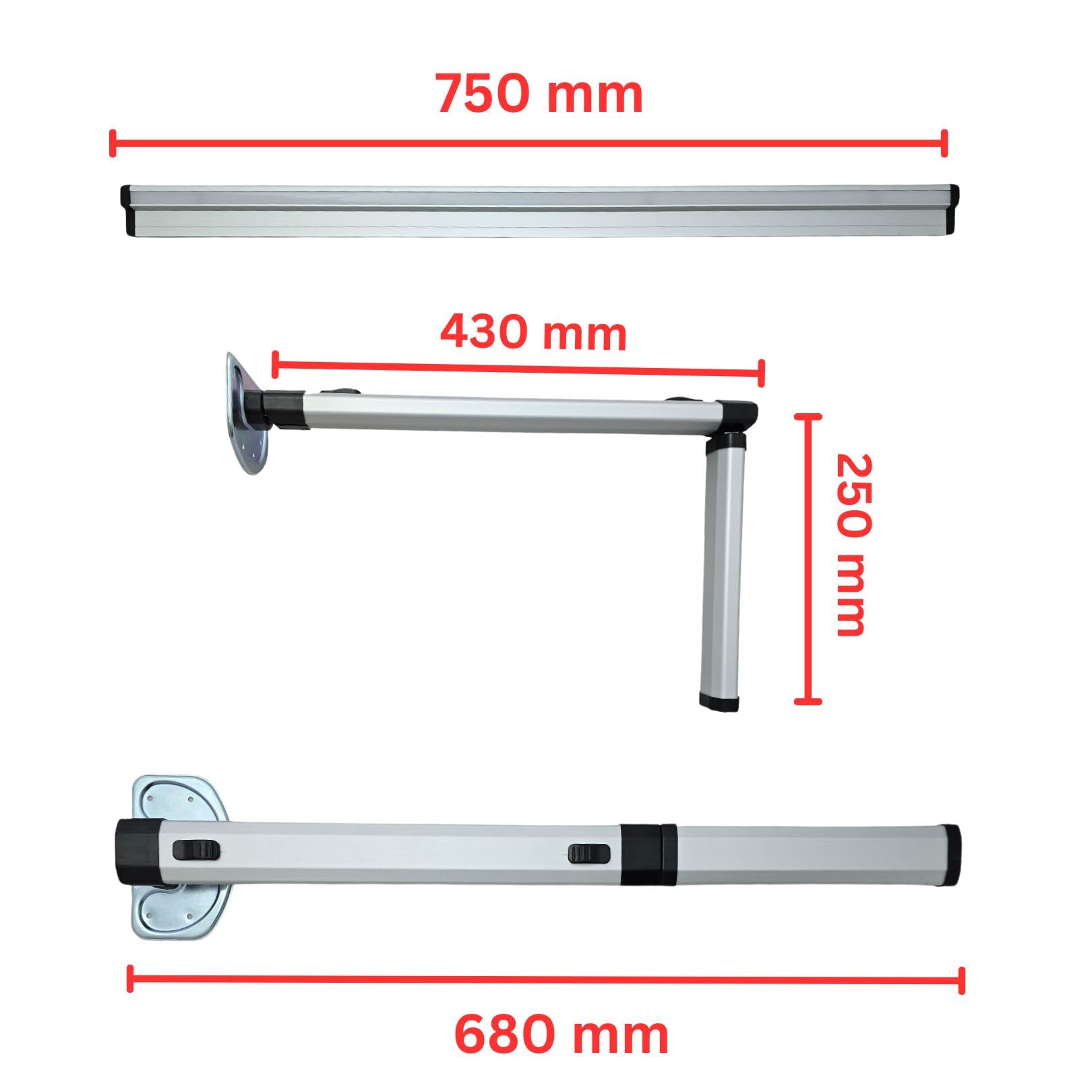 Guida Per Tavolo Da Camper In Lega Alluminio 500 Mm - Supporto Anti-ruggine, Per Roulotte E Barche - Foto 2