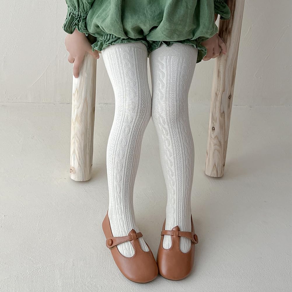 5er-Pack Baby-Leggings mit Zopfmuster, für Kleinkinder, einfache Fuß-Leggings, weiche Baumwolle, Strumpfhosen für 3–7 Jahre