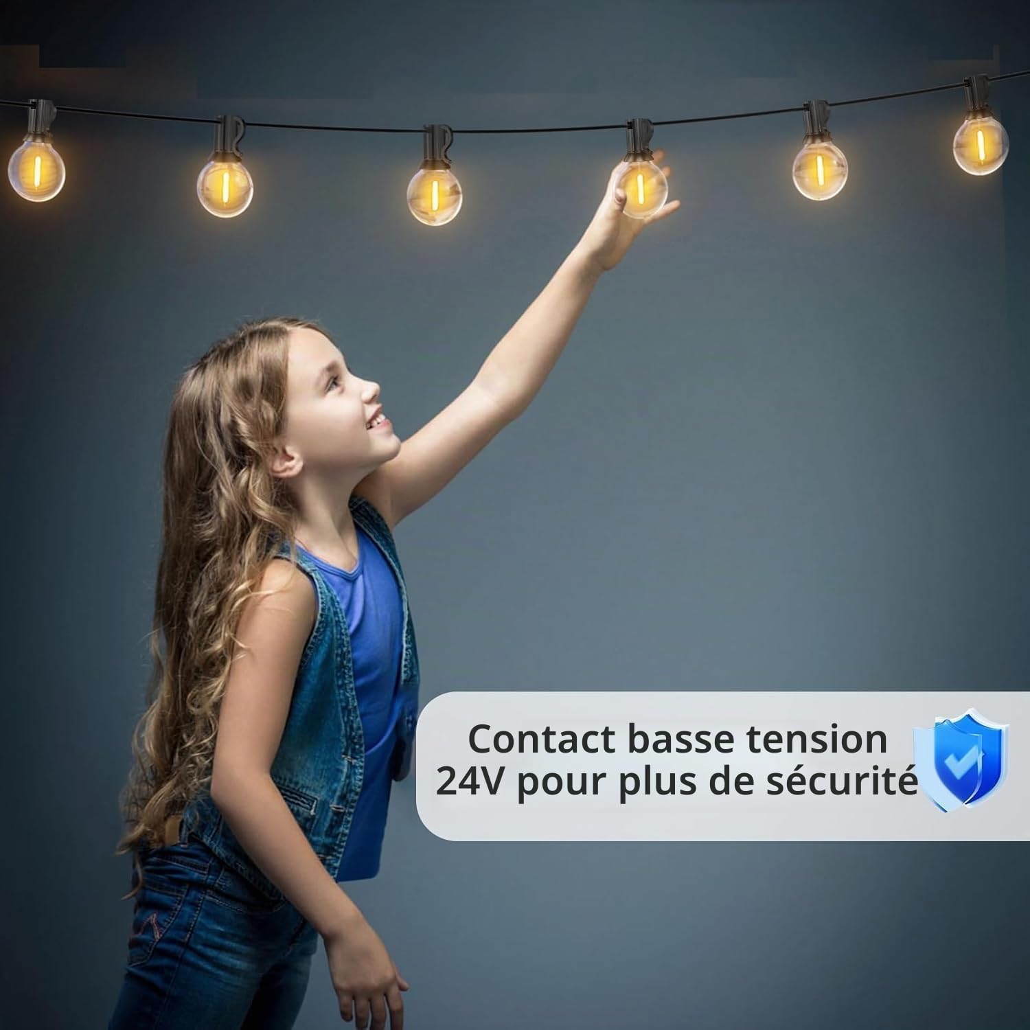 Guirlande Lumineuse Exterieure 61M avec 100+4 Ampoules Imperméable | 200FT Guirlande Guinguette Exterieur LED IP45 Étanche G40 Lumiere Exterieur pour Jardin,Mariage,Fête de Famille,Balcon