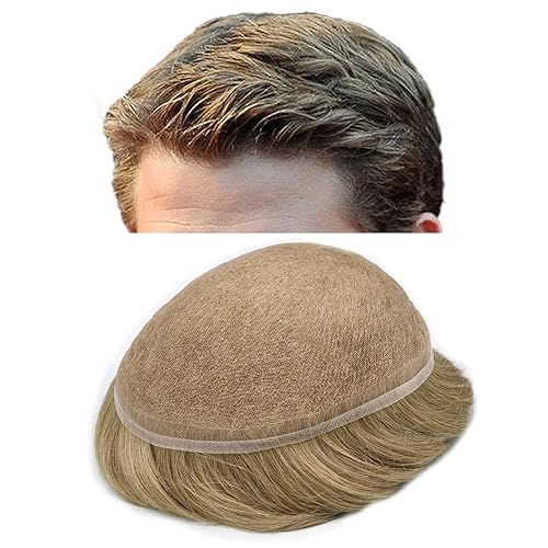 Tupé para hombre, pieza de cabello humano real, suave, encaje suizo frontal, sistema de cabello para hombre, protesis capilar para hombre (8 x 10