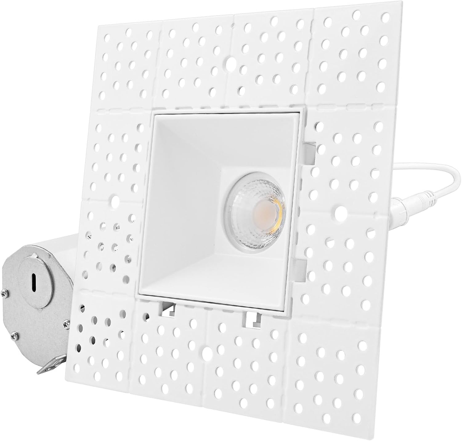LUXRITE 2 Inch Square Trimless LED Recessed Light, 5CCT Selectable 2700K-5000K, Interlocking Module, 8W, 600LM, Dimmable Ceiling Spotlight, Wet Rated, IC Rated, ETL Listed