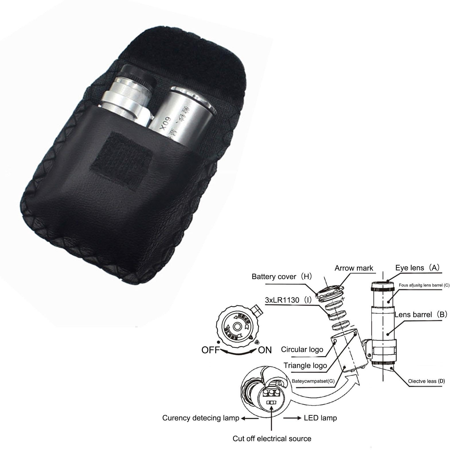 Lente Da Gioielliere 60X Con Luce LED E UV - Portatile, Per Gemme, Monete, Francobolli, Con Custodia - Foto 9