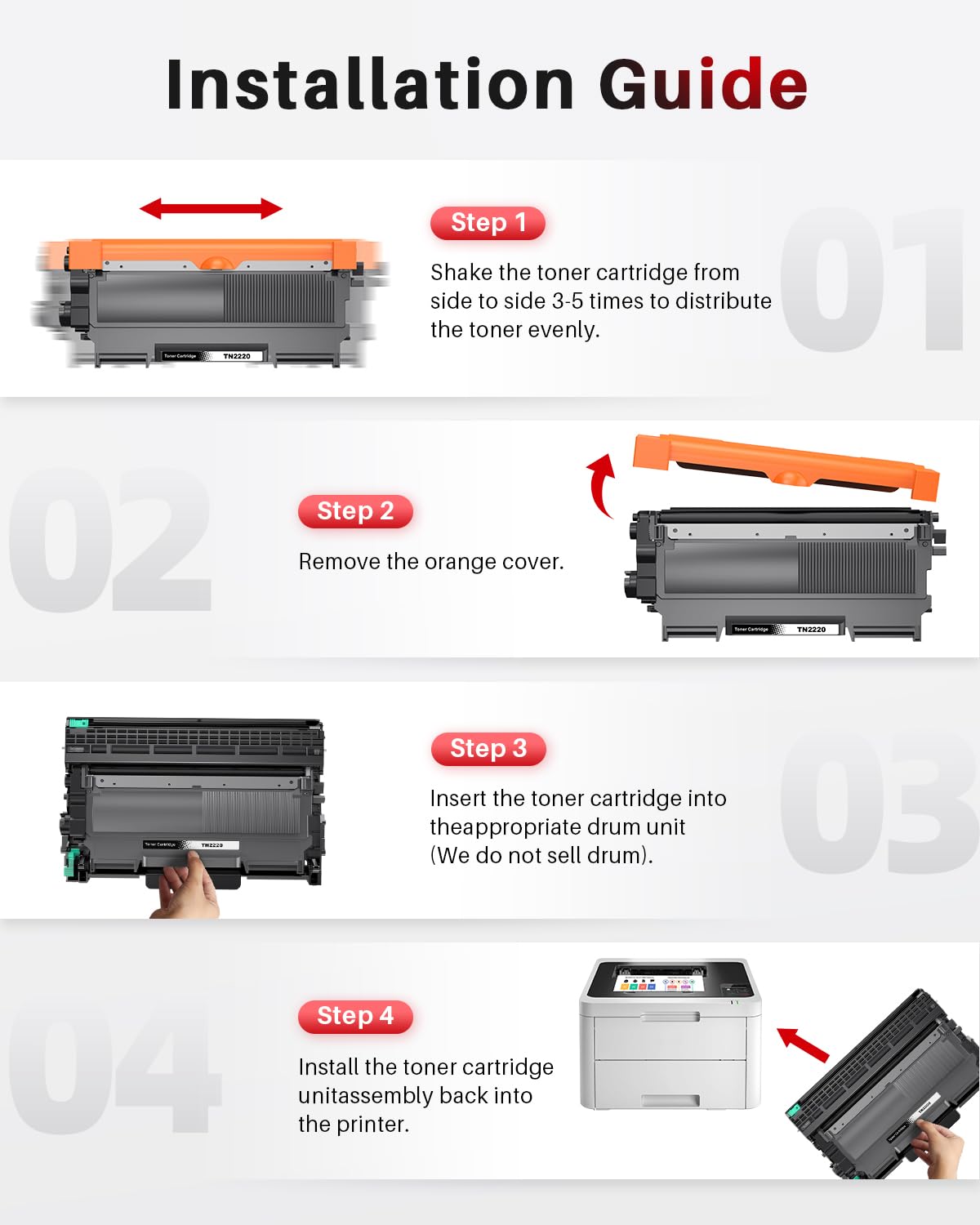Toner TN-2220 2600 Pages Lxtek Tn2220 Compatible Pour Brother Tn-2220 Tn2010 Tn-2010 Toner TN2220 Compatible Brother