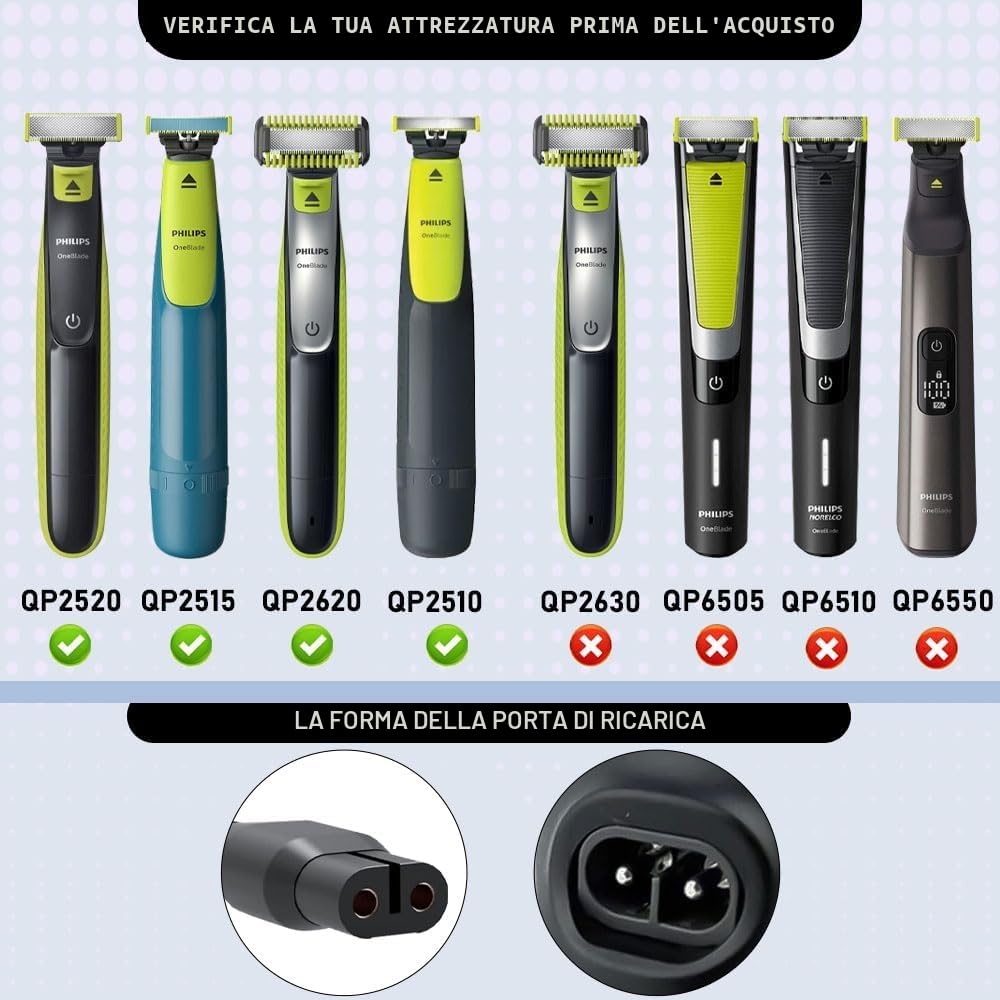 4.3V A00390 Caricatore Caricabatterie Per Phillips Norelco Oneblade QP2520 QP2620 QP2510 MG3710 MG3720 MG3730 MG5720 MG5730 BT3206 BT3208 Replacement Rasoio Alimentatore Charger Cord Cavo