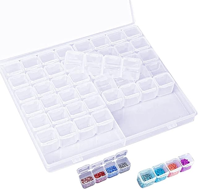 Jinlaili Seed Bead Storage Box, Storage Containers 56 Grids, Plastic Organizer Case, Embroidery Storage Box, Detachable Pill Box, Clear Bead Container for Nail Diamonds, Seeds, Art Craft Accessories