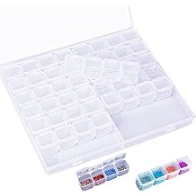 Jinlaili Plastic Storage Box 56 Compartments Tool Box Storage Boxes Embroidery Sorting Box Clear Assortment Box Jewellery Organiser for Nails Rhinestones Beads DIY Crafts
